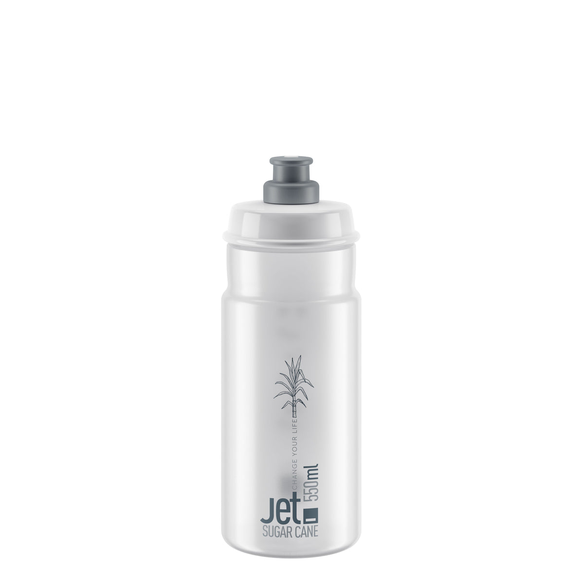 Bidon Elite Jet Sugar Cane Transparente/Logo Gris 550ml