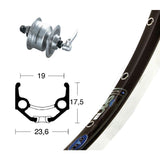 Front Wheel ZAC19 Quick Release Shimano DH3N72 Dynamo Hub Aluminium Black/Silver