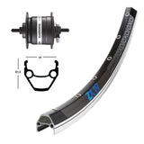 Front Wheel Exal ZX19 Solid Axle Shimano DH3N20 Dynamo Hub Black